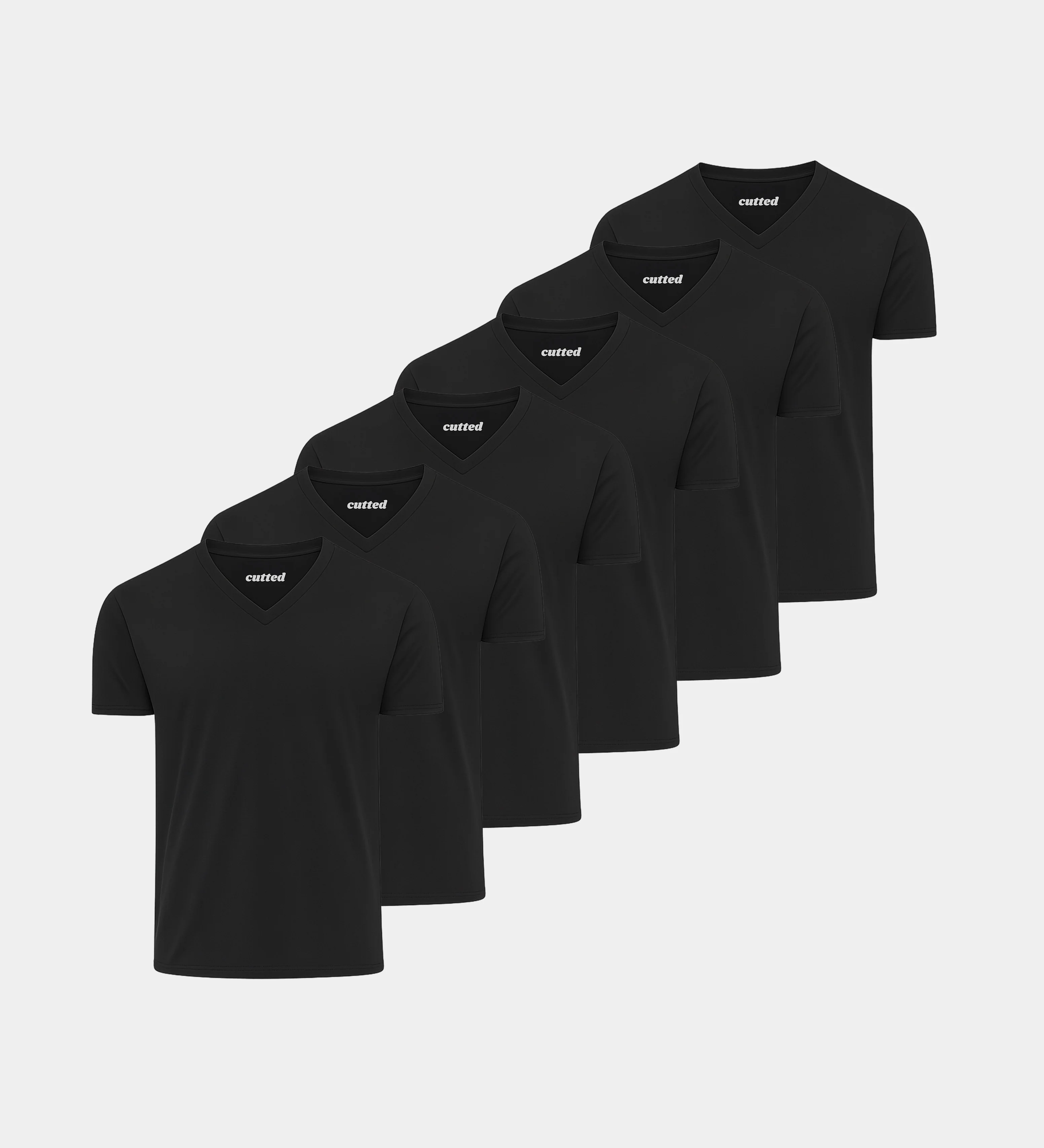 V-Neck All Black 6er Pack